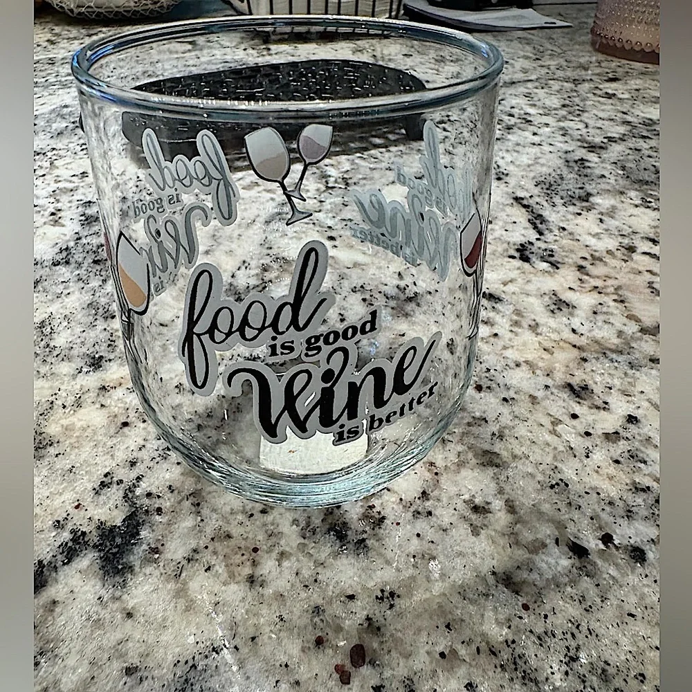 Clear Glass Wine food is good wine is better Fun Design